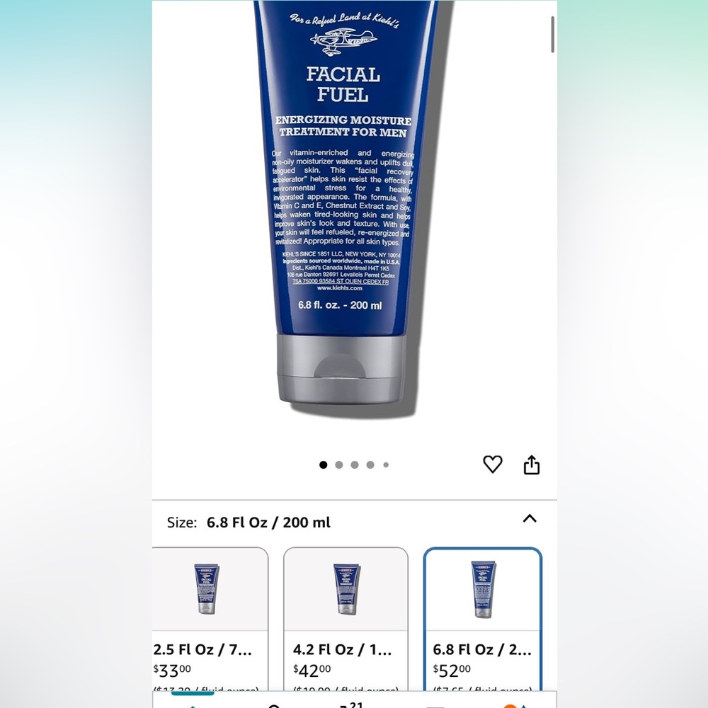 Kiehl's Men's Moisturizer - Blue and Silver